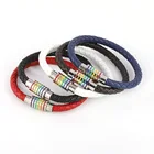 Bangle Bracelet Men Bangle Man Bangle Wholesale Six-color Rainbow Stainless Steel Leather Bracelet