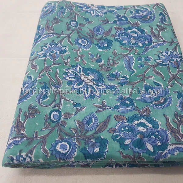 sanganeri hand block printed cotton fabric cambric fabric
