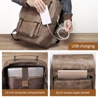 School Custom Size Available Waterproof Men Leather USB Laptop Backpack School Travel Notebook Backpack Men