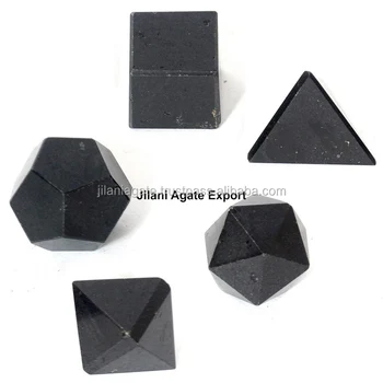 Black Tourmaline 5pcs Geometry set : Wholesale Platonic Solid Crystal Set Supplier/By From Jilani
