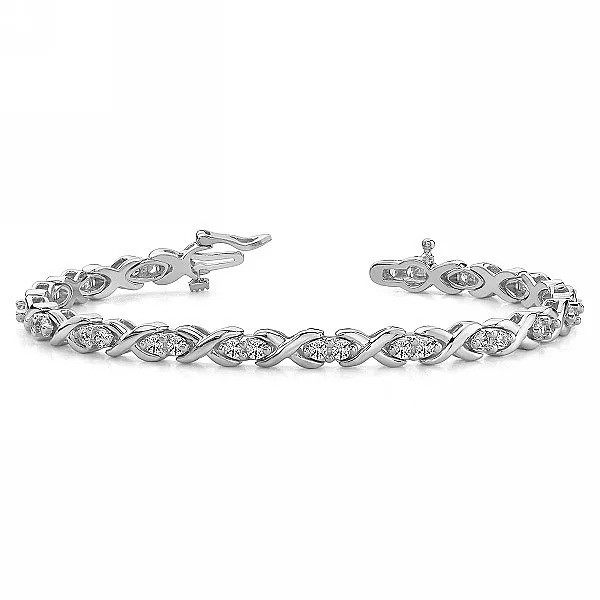 Excellent Real Round Diamond Bracelet In White Gold