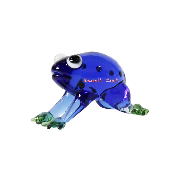 custom blue color murano glass animal frog figurines