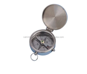 Antique Nautical solid Chrome Lewis & Clark Pocket Compass CHCOM157