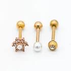 Rose Earrings Cartilage Earring Rose Gold Plated Imitation Pearl Flower Cartilage Helix Earrings Luxury Set