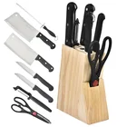 8pcs Knife Set 8pcs Knife Set 8pcs Kitchen Knife Set With Wood Block Steak Knife Set Kitchen Knife Sharpener Light Brown