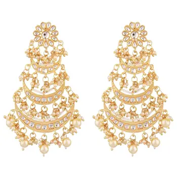 Indian Earrings Jewelry Kundan Faux Pearl Beaded Chandelier Dangle Drop Earrings Set Indian Jewellery Manufacture