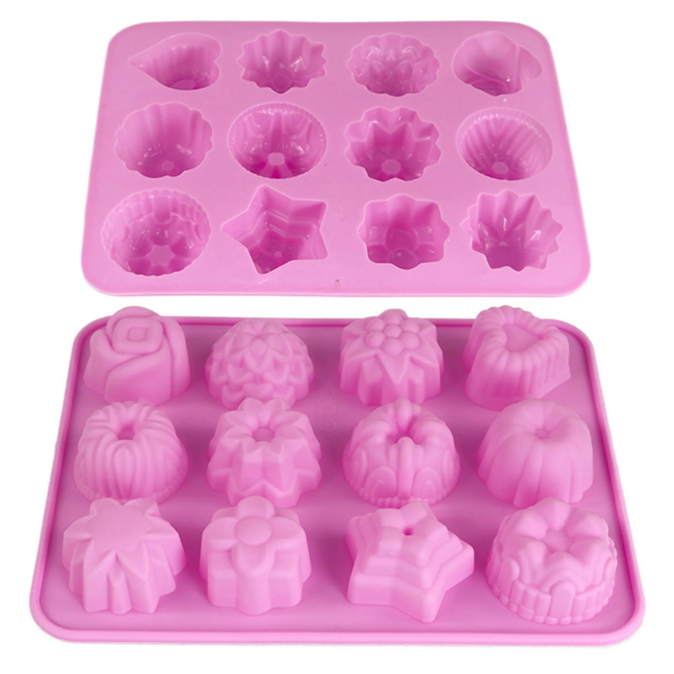 Hot Sale 12 Holes Flowers Silicone Cake Mold Chocolate Pudding Silicone Mold for Ice Cream Mold Baking Candle Tools