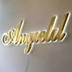 Signage Hongsen Custom Stainless Steel Letters Backlit Signs Signboard Outdoor Gold Signage