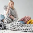 Soft Hand Knitted Soft Giant Yarn Cotton Tube Light Weighted Chunky Blanket Home Decor