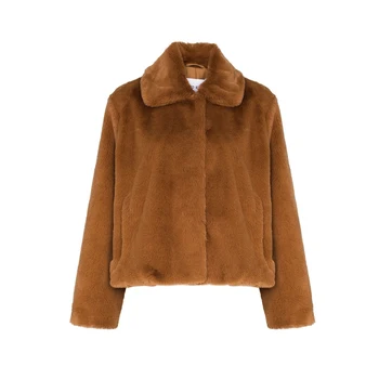 2022 new design custom girls winter teddy coat faux fur crop coat women jacket down coat
