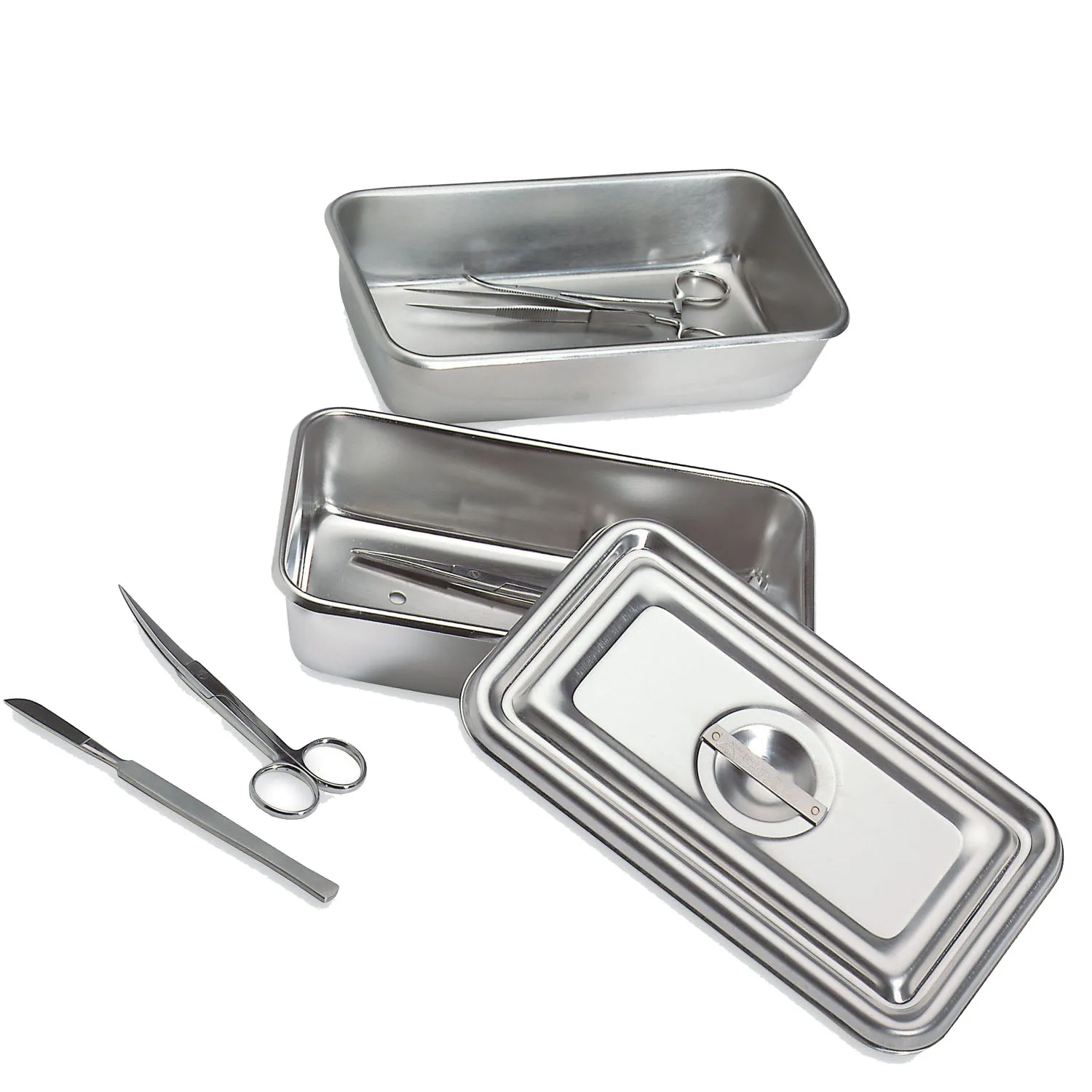Surgical  Vet  Stainless Steel Instrument Tray 8" x 6" x 2" with Lid  CE New 