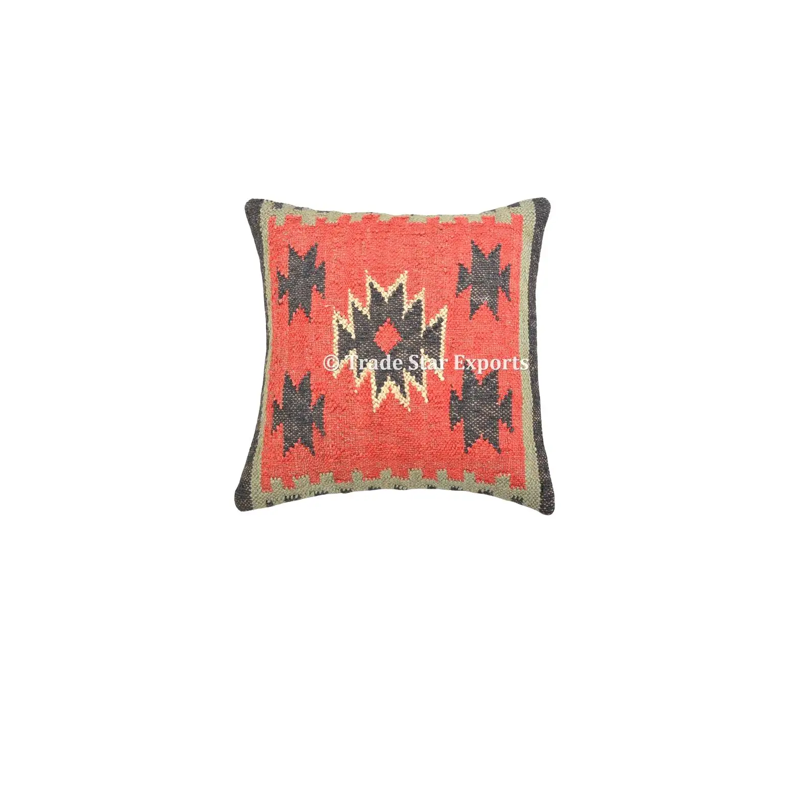 Indian Vintage Kilim Jute Pillow Case 18x18 Hand Woven Rug Throw Cushion Cover