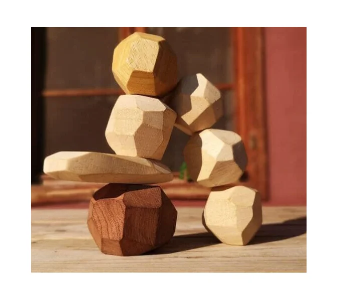 wood rock set balancing blocks