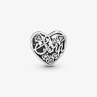 Heart Bead 925 Sterling Silver Letter Love Heart Shape Bead For Pan Charm Bracelet Bangle DIY