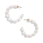 Natural Zooying Natural Freshwater Pearl Earrings Hoop C Shape Fashion Pearl Earring Stud For Women