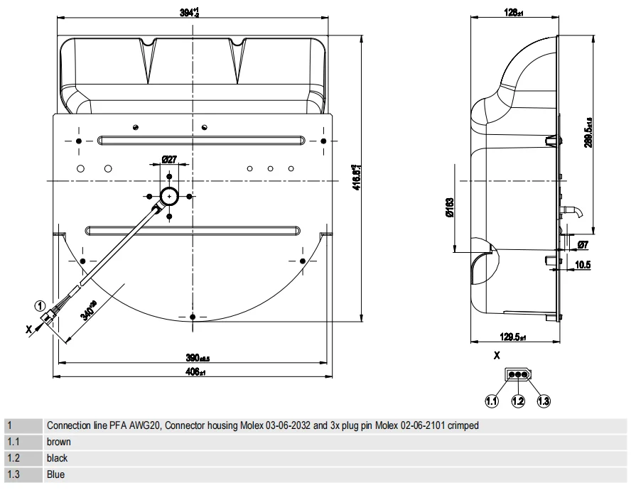 Ball Bearing, K2E225-AA26-09, 140W, 0.62A, 225mm - detail 20