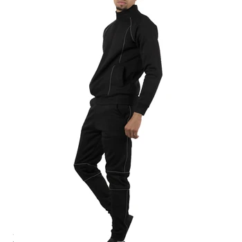 Black fleece pullover tracksuit set for man