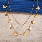 Layer Woman Necklace XUNBEI Retro Simple Metal Multi Layer Necklace Butterfly Choker Pendant Necklace