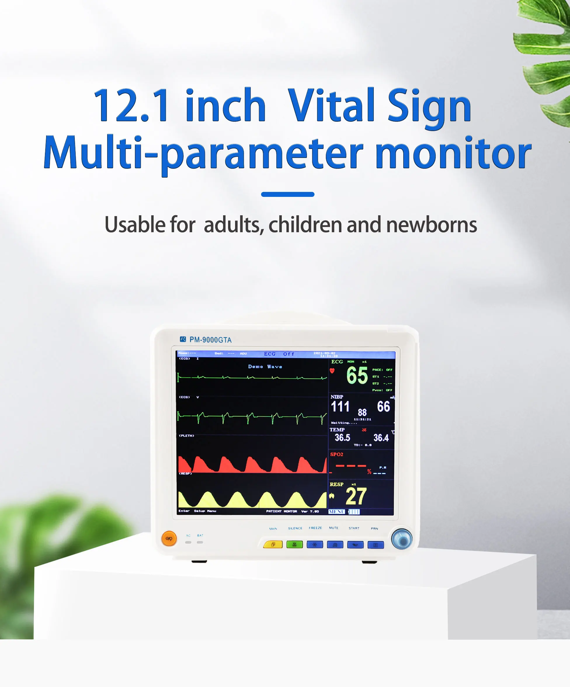 Class II Multi Parameter Patient Monitor with 1 Year Warranty and 2 Years Shelf Life