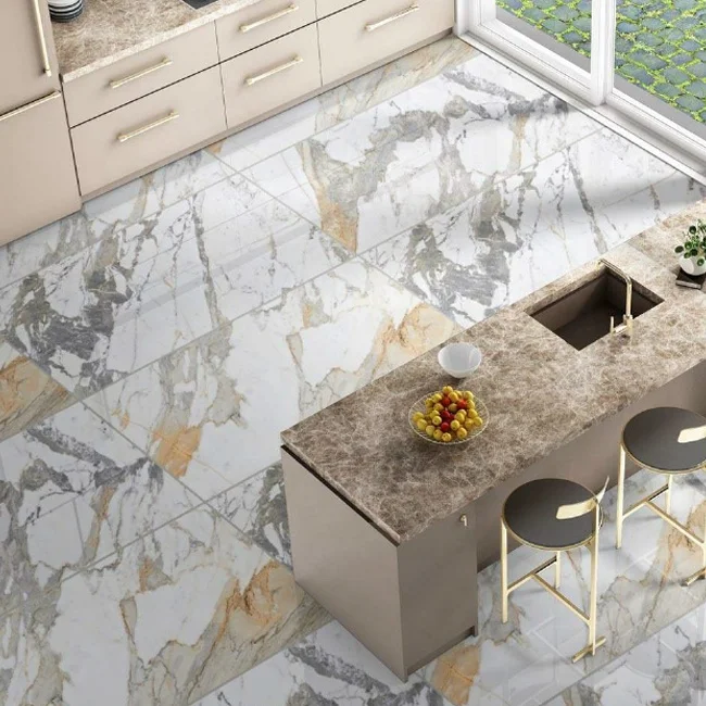 High Glossy Marble Look Polished Porcelain Floor Tiles 60x60 60x120