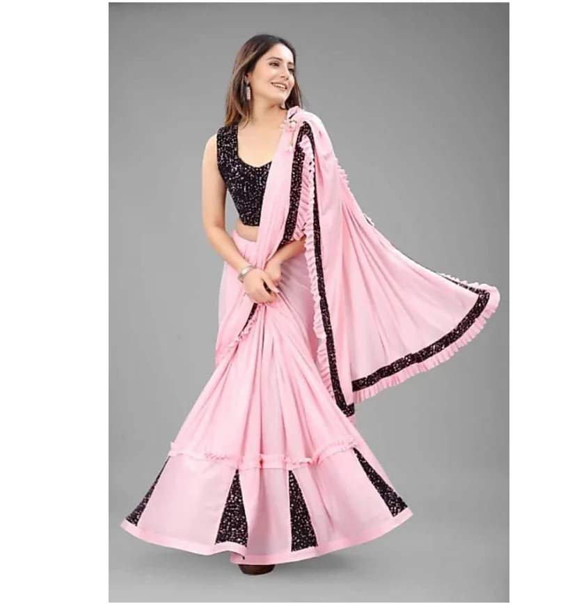 Traditionelle Mode Indische Sari Sarees Georgette Mit Bluse Frauen Tragen