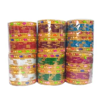 Kids Multi Colors Party Wear Set Bangles - Assorted 4 Colors x 24 Bangles (96 Bangles) - Size 1.6 inches