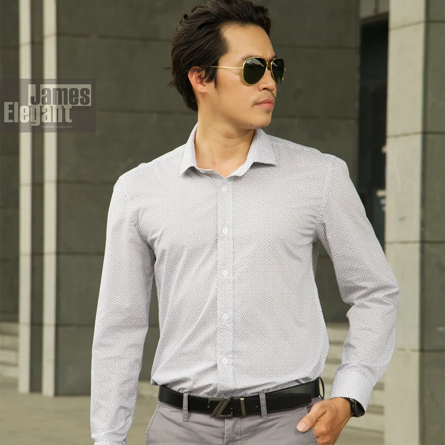 Stylish Men's Slim Fit Business Shirt Long Sleeve Dress Shirts Casual Cotton Top 