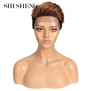 SHI SHENG Wholesale Amazon Best 150% Density Black And Brown Nature Hairline Short Human Lace Hair Wigs