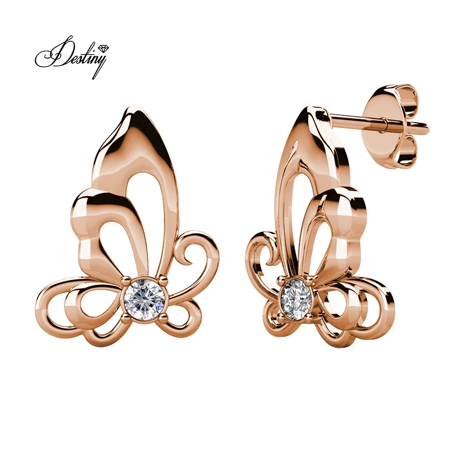 Colorful Butterfly Stud Earrings Austrian Crystal 18k White Gold Plated Jewelry Colorful Butterfly Stud Earrings Austrian Crystal 18k White Gold Plated Jewelry