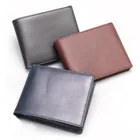 Custom Logos Debossed Pocket Short Genuine PU Leather Wallet For Men