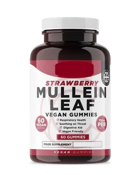 Mullein Gummies Herbal Supplement Natural 60 Vegan Gummy Bears Supports Lung and Respiratory Health