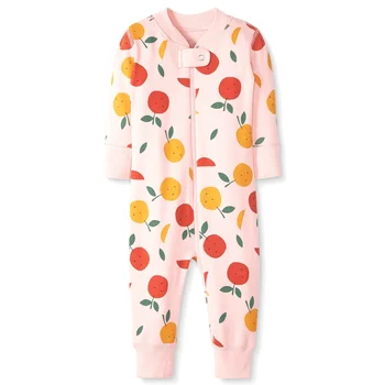 Premium ribbed cotton cartoon printed baby jumpsuit Kids cute latest design onesie zip romper custom graphic Infant sleepwear