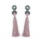 Long Drop Earring New Trend Long Drop Earring Silk Thread Jet Gemstone Earring Flower