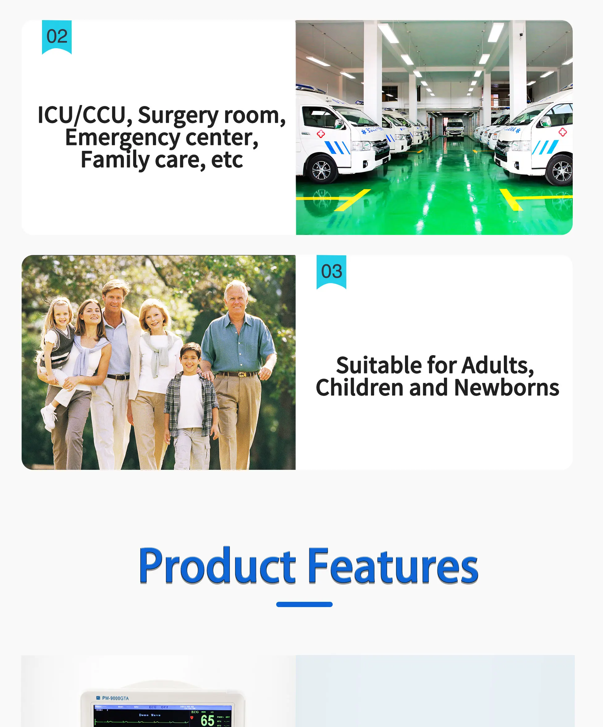 Class II Multi Parameter Patient Monitor with 1 Year Warranty and 2 Years Shelf Life
