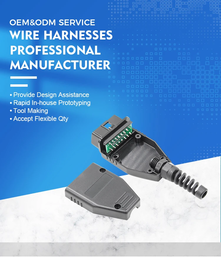 product oem odm obd2 obd ii male 16pin 12v connector for diagnostic tools with sr-1