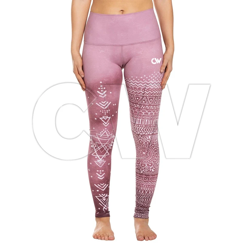 White Printed Yoga Sports Legging Pants 