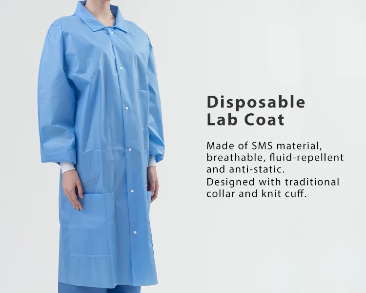 ISO 13485 Black White Non Woven Coat Disposable Lab Coats Pink SMS