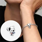 Silver Heart Beads Wholesale Charm Silver 925 Bracelet Accessories Happy House Dog Mom Love Heart DIY Beads