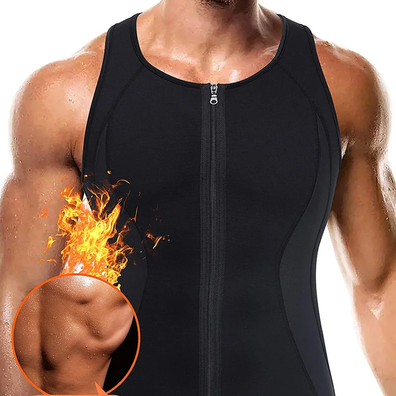 Hot Sauna Sweat Suits,Zipper Closure Tank Top Shirt for Weight Lost,Waist Trainer Vest Slim Belt Workout Fitness-Breathable 