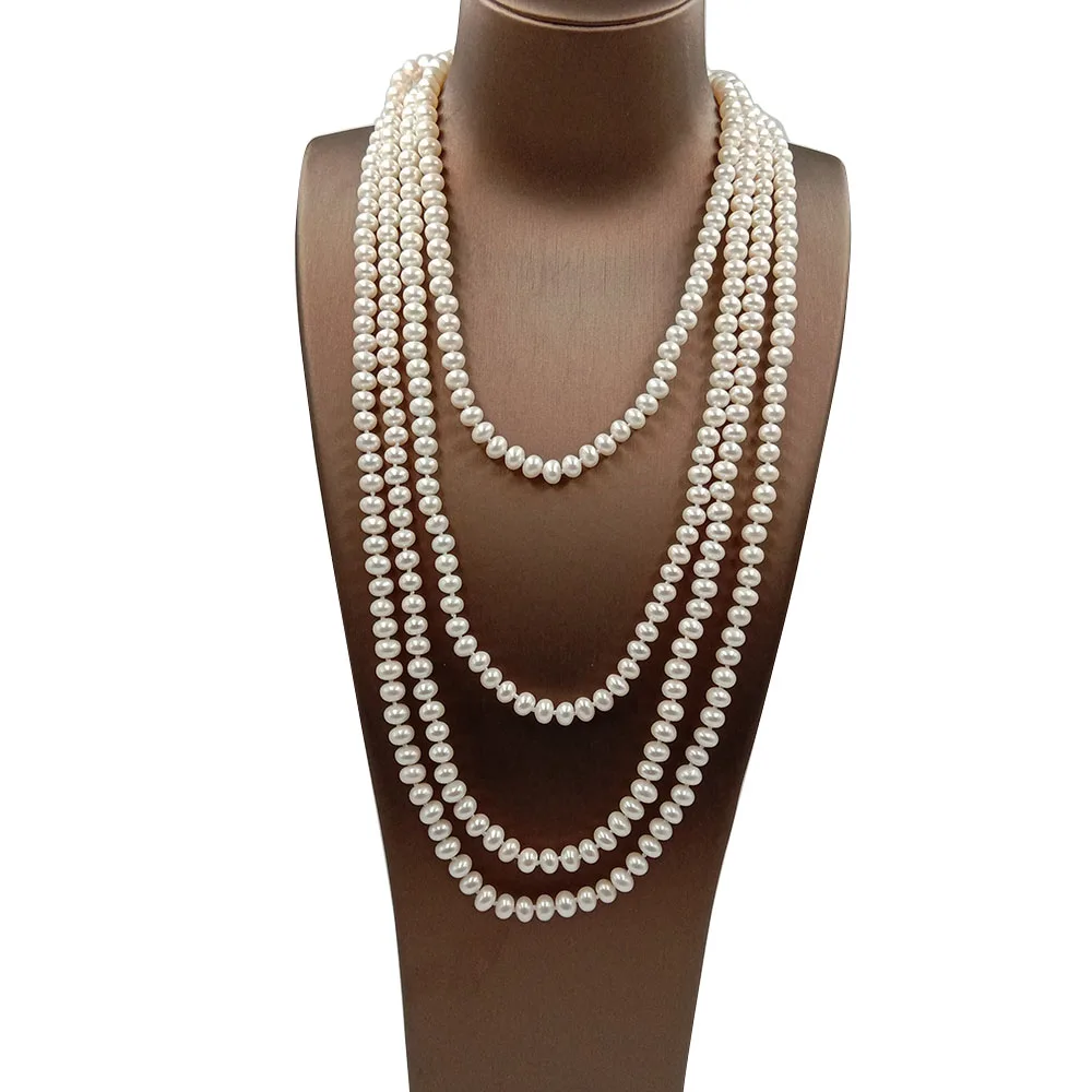 240cm 6~7mm Near Round Long Pearl 