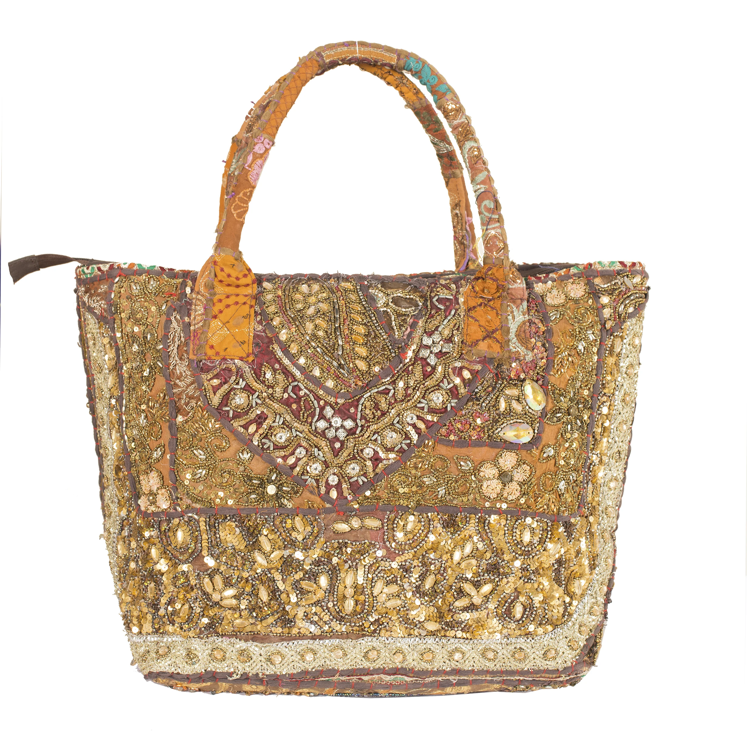 Indian Handmade Embroidered Bag Bohemian Orange Banjara Vintage Shoulder Handbag