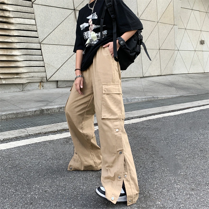 41132 Retro Green Khaki Overalls Women Elastic Waist Plus Size Wide Leg  Cargo Pants Fashion Loose Casual Trousers Streetwear - Buy Cargo Pants Women,Baggy  Pants Women,Cargo Pants Woman Product on Alibaba.com