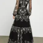 Evening Gown High Grade Luxury Embroidered Tulle Mesh Maxi Dress Evening Ball Gown Chiffon Lining