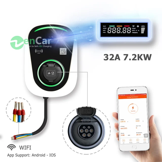 TUV Duosida 32A 7.2kw wifi smart home ev charger car charging station point with type 2 socket