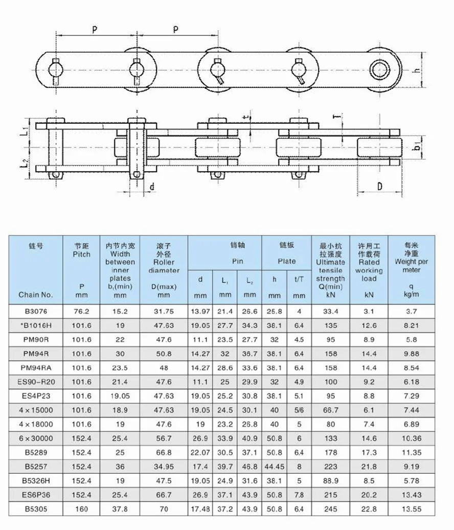 Carbon Steel Stainless Steel Palm Oil Conveyor Mill Chain With Straight