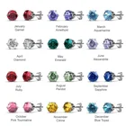 Destiny Jewellery FREE Jewelry Box 12 Months Birthstone Solitaire Small Stud Earrings With Austrian Crystal For Woman