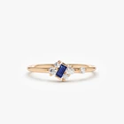 Jewellery Hot Selling Natural Jewellery Gold Ring14K Gold Slanted Baguette Sapphire Ring For Women