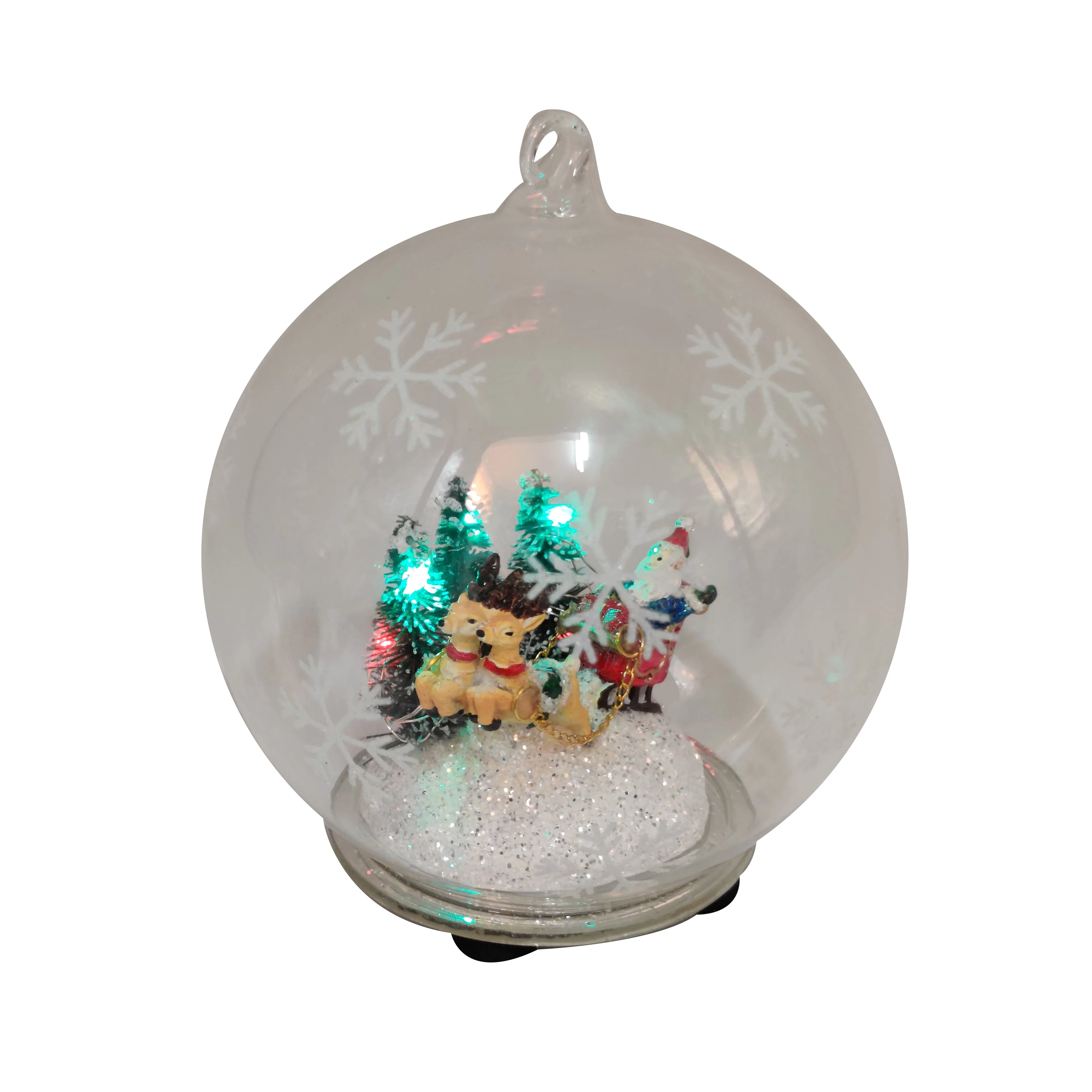 Wholesale clear decorative glass craft art led hanging hand blown hanging glass bauble balls Christmas decoration for sale details