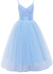 Customized Girls Lace Bridesmaid Dress Long A Line Wedding Pageant Dresses Tulle Party Gown Age 3-16Y