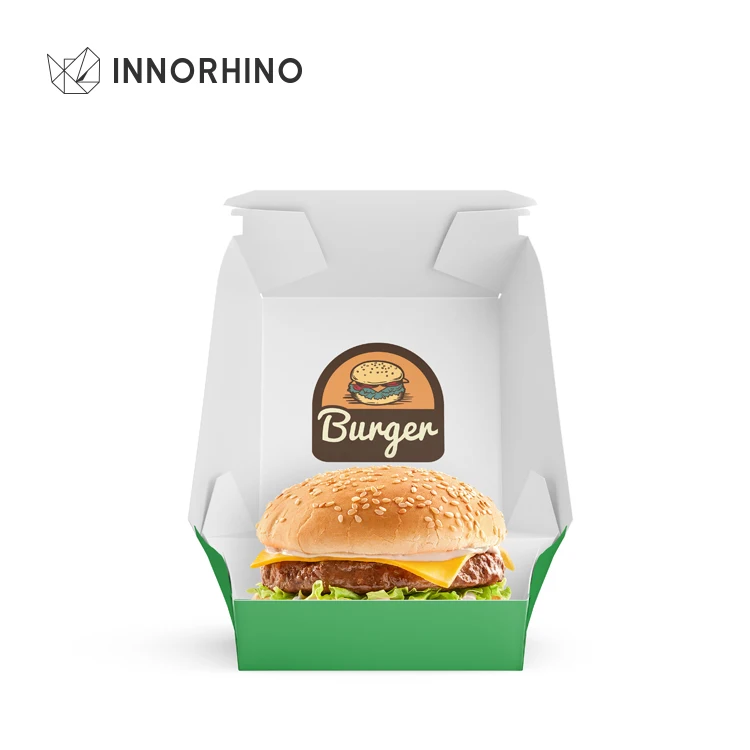 Burger Box Custom Print Colorful Design Biodegradable Eco Food Grade ...